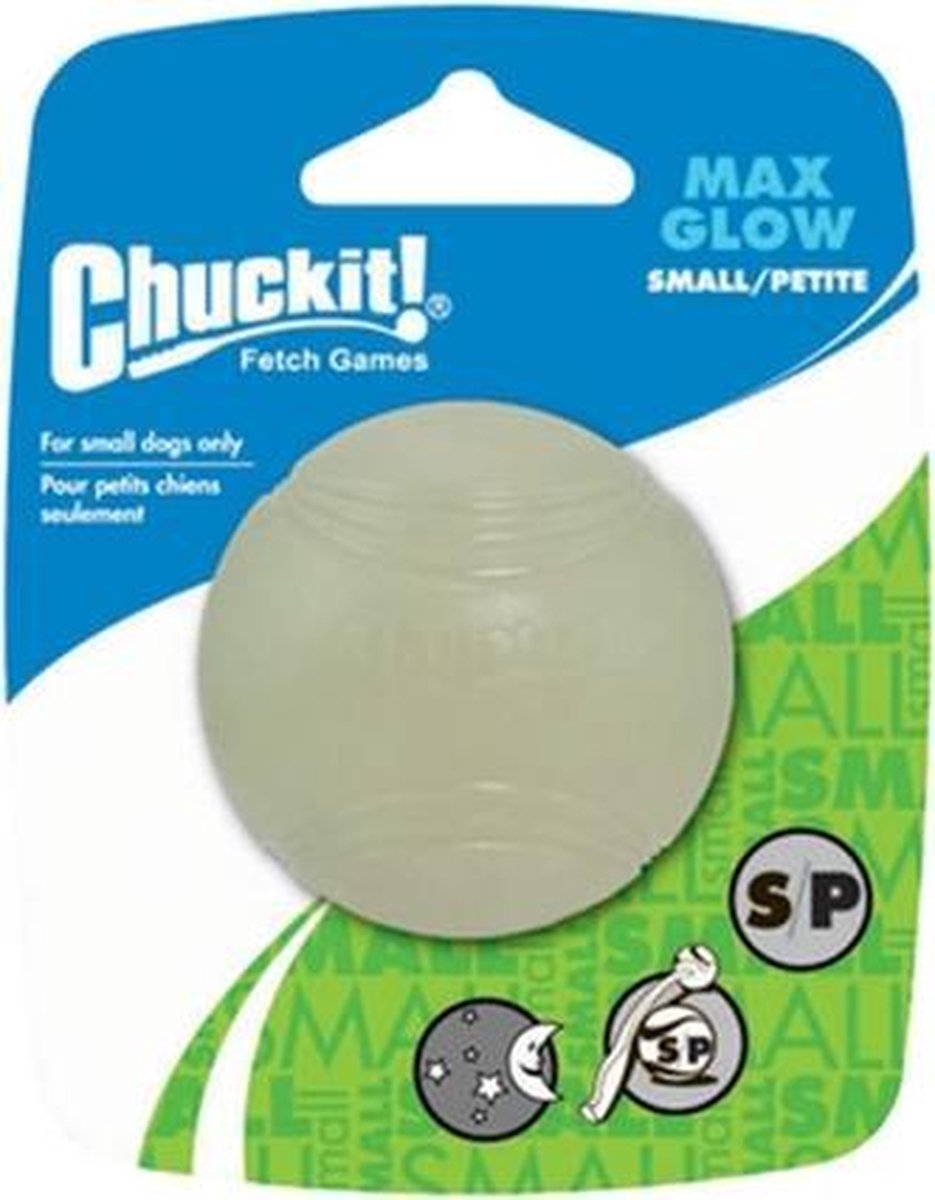 Chuckit max glow bal glow in the dark - 5x5x5 cm - 1 stuks