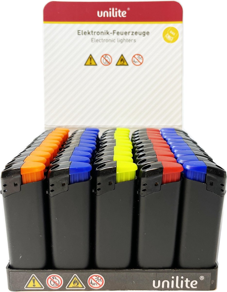 Klik aanstekers Unilite - Matt rubber - 50 stuks in tray - navulbaar