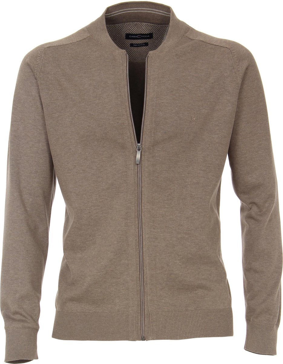 CASA MODA heren vest katoen - met rits - kaki -  Maat: 6XL