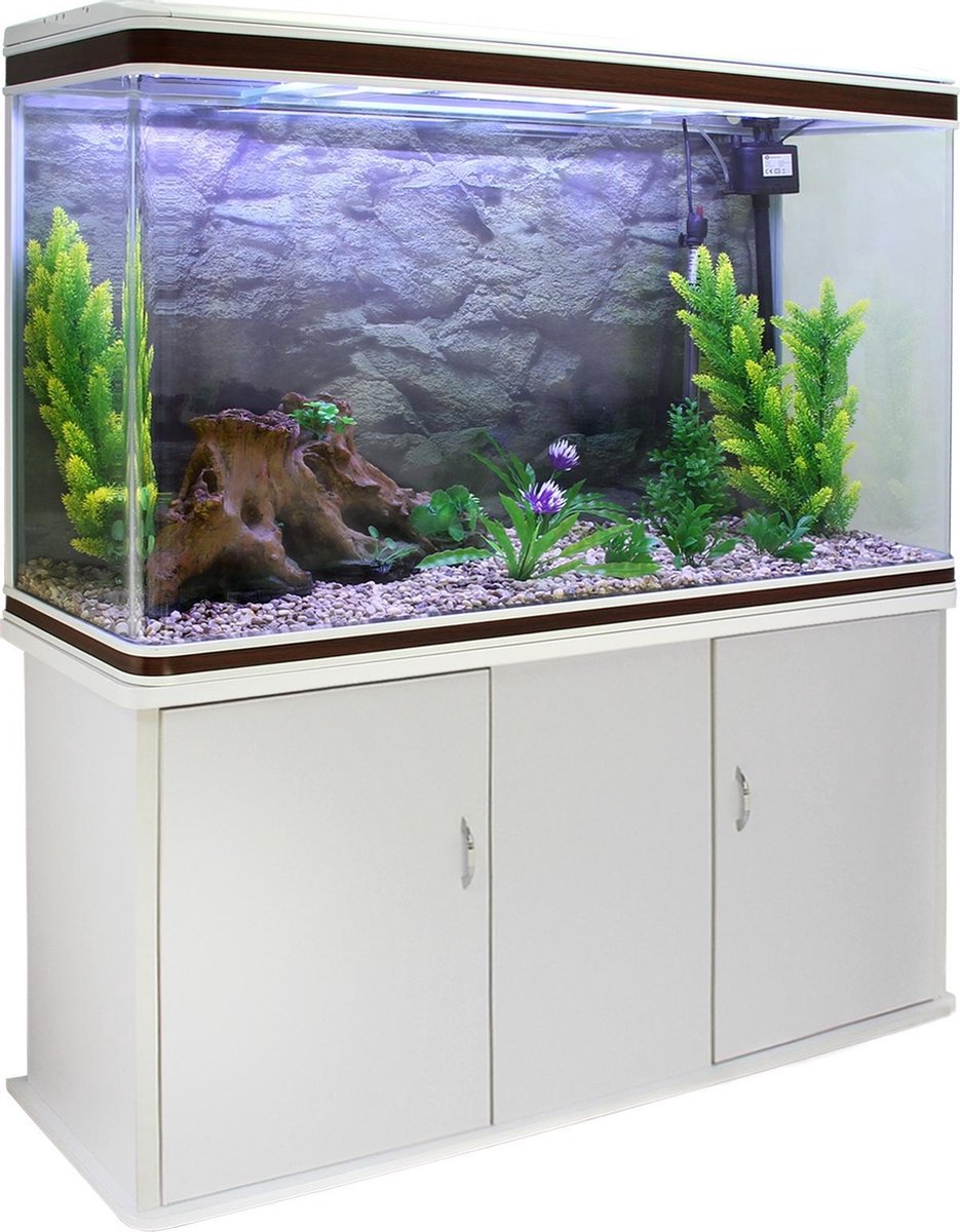 Aquarium 300 L Wit starterset inclusief meubel - Naturel grind - 120.5 cm x 39 cm x 143