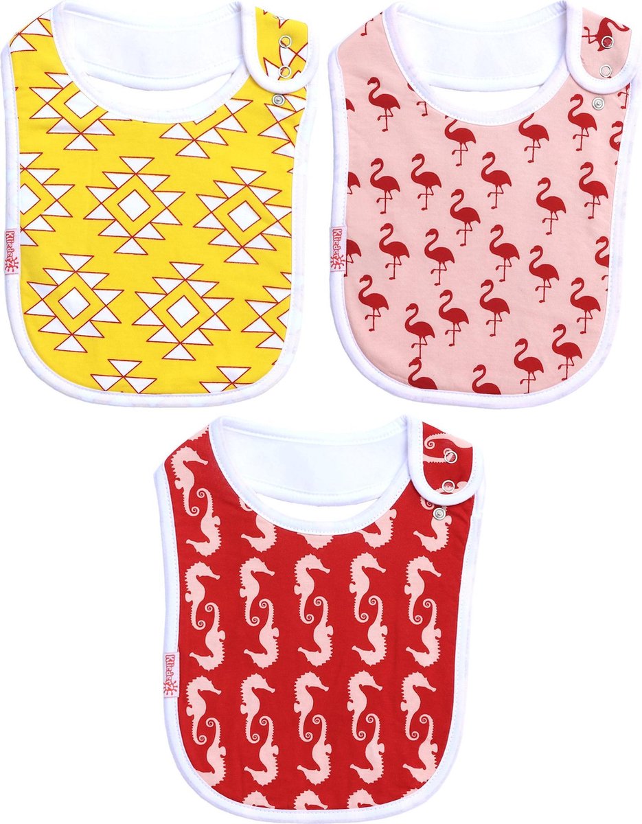 KliederZ hippe baby slabbetjes meisjes | 3 eet slabbers | slabben t/m 3 jr FB01a