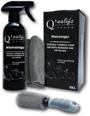 Q’ualife® Velgenreiniger Auto – Velgenborstel – Auto Reiniging Set – Velgen Reinigingsset – Complete Set inclusief Borstel en Microvezeldoekjes