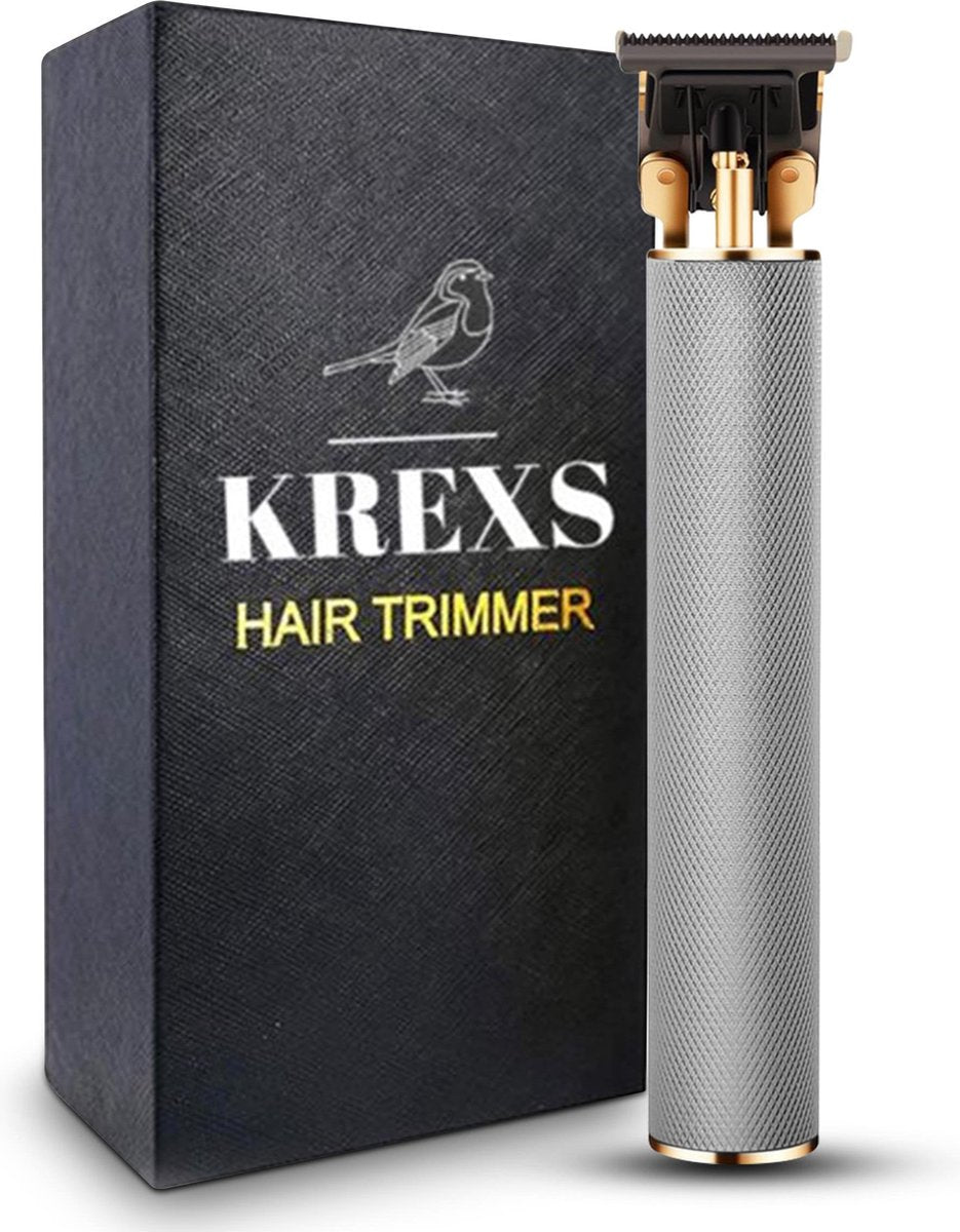 Krexs Zilveren Baardtrimmer - Tondeuse - Trimmer - Scheerapparaat - Mannen – Baard - Zilverkleurig