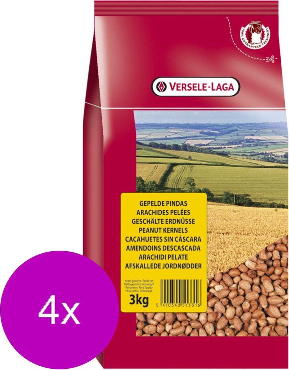 Versele-Laga Gepelde Pindas - Vogelvoer - 4 x 3 kg Superior