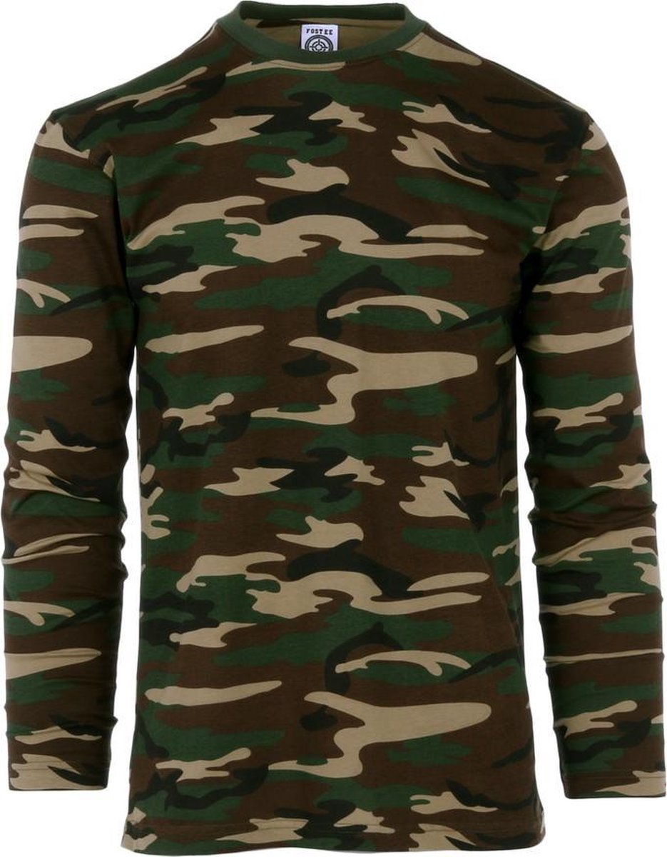 Fostex T-shirt lange mouw woodland camo