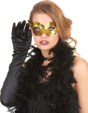 Elite - Goudkleurig masker met lovertjes voor volwassenen - Maskers > Masquerade masker