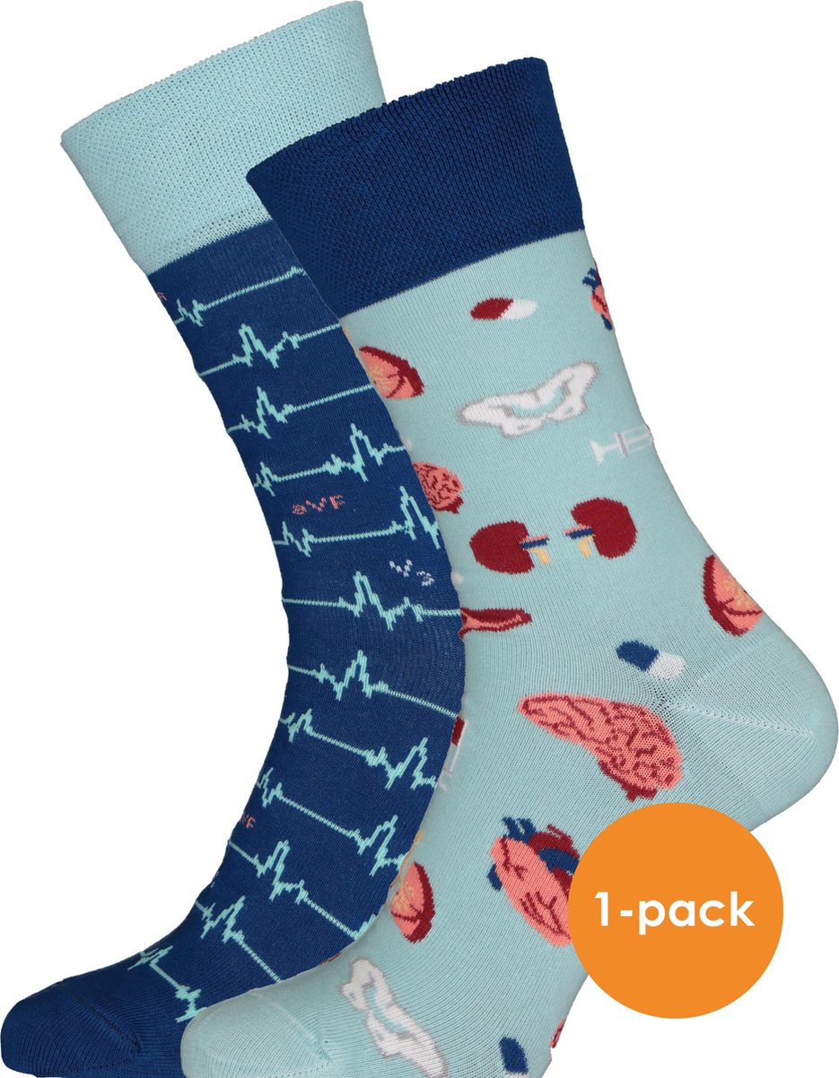 Many Mornings sokken Dr Sock - Unisex - 2 verschillende zorg personeel sokken - Maat: 35-38