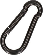 1x stuks karabijnhaak / karabijnhaken zwart gelakt staal 6 cm - snaphooks/ carabiners