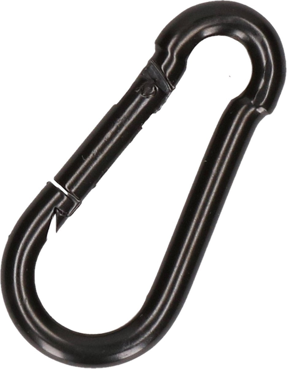 1x stuks karabijnhaak / karabijnhaken zwart gelakt staal 6 cm - snaphooks/ carabiners