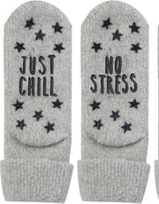 Homesocks just chill/ no stress met antislip lichtgrijs  - 46