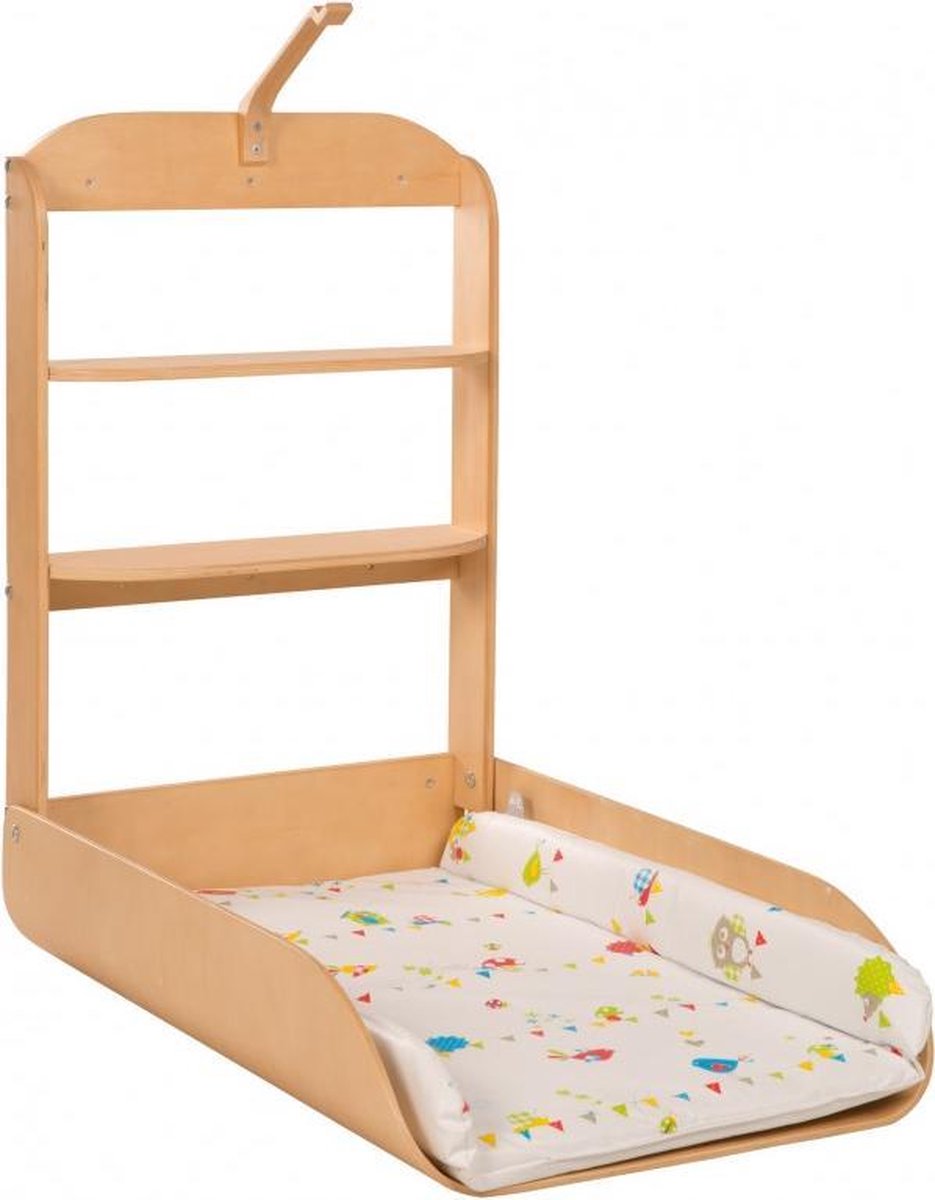 Design babyverschoontafel inclusief matras - gevormd massief hout