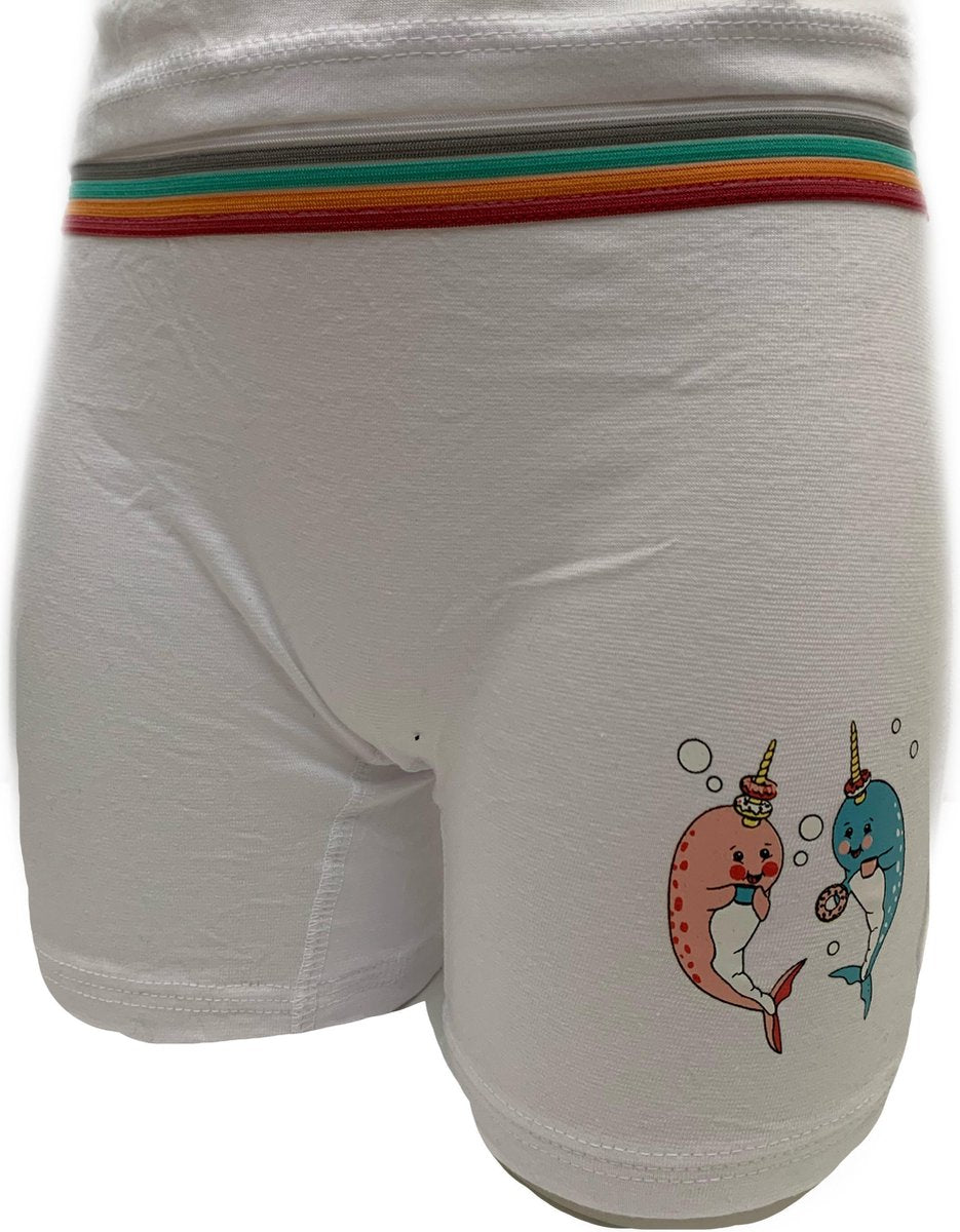 Embrator 2-stuks meisjes Boxershort wit met opdruk maat 140/146