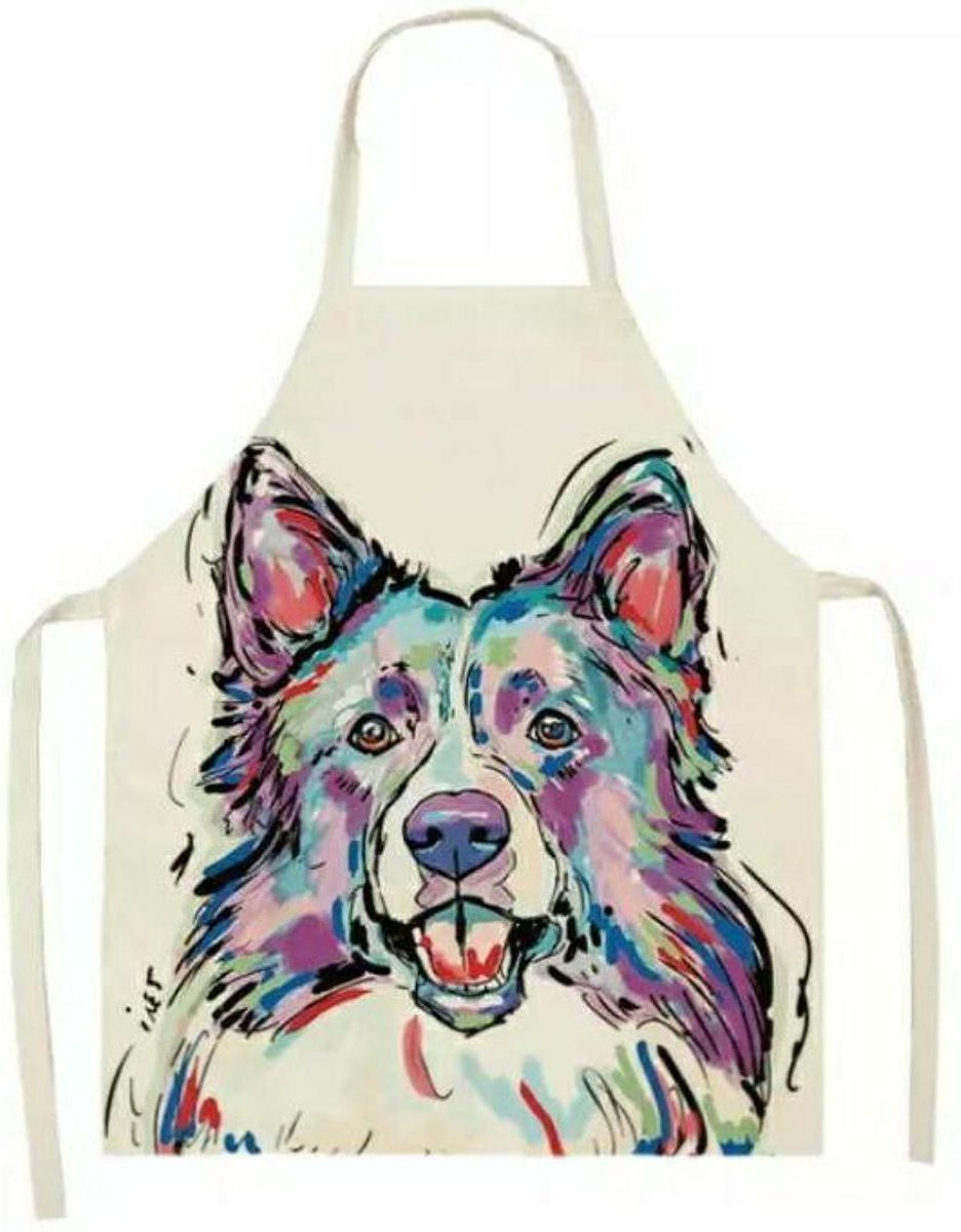 Keukenschort - Ook leuk als cadeau - kookschort met hond - Vandaag besteld is binnen 2 werkdagen in huis -