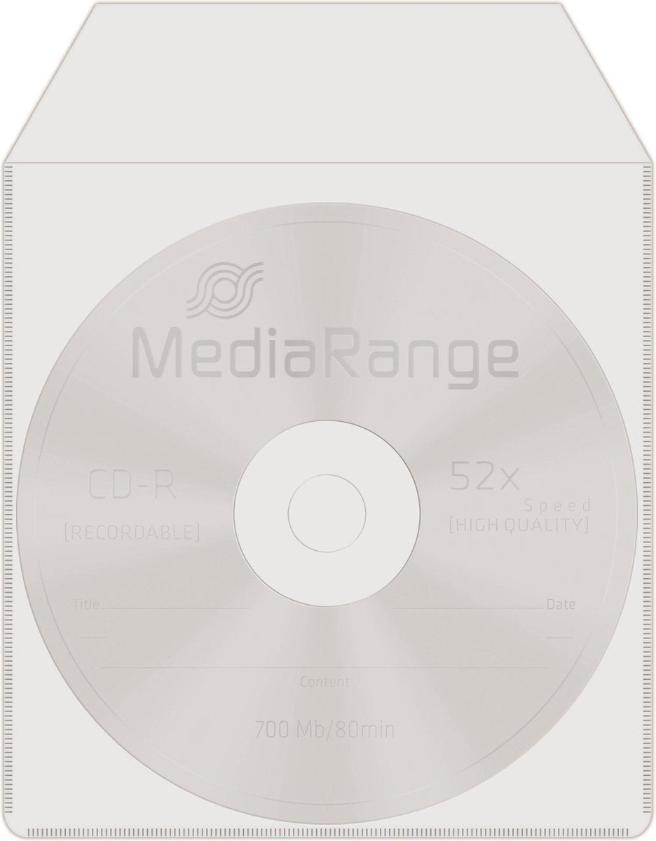 MediaRange Plastiktasche 1 Disc met Lasche klebe Rücks. 50pc