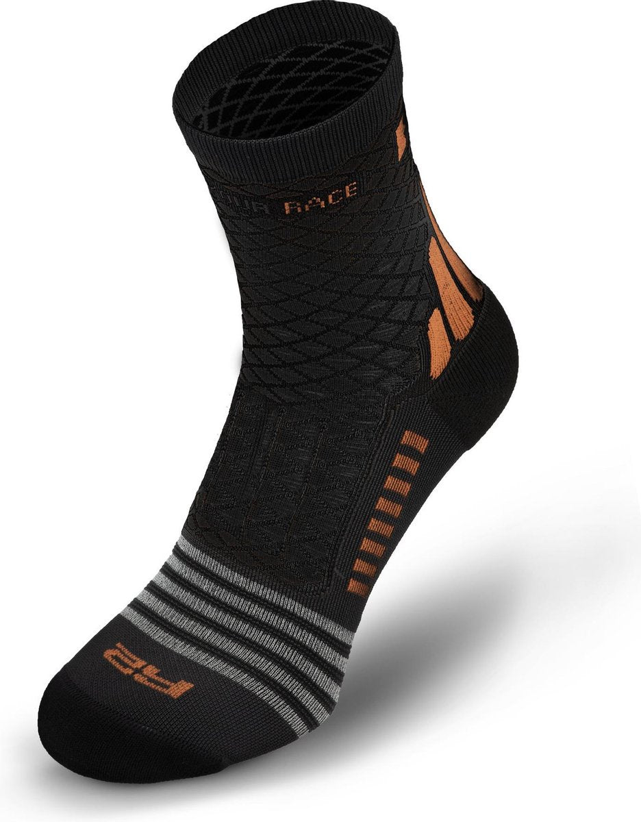 R2 Mission Fietssokken Zwart/Oranje M (39 - 42)