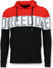 Enos Striped Hooded Sweatshirt - Hoodie met Capuchon - Rood - Maten: XS