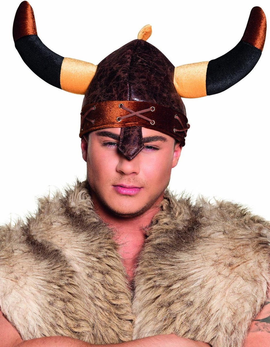 Bruine viking helm voor volwassenen - Verkleedhoofddeksel