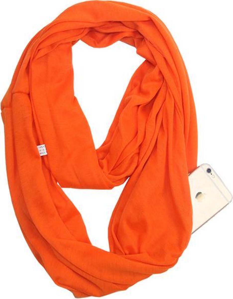 HBKS Sjaal met Zakken - Met Ritssluiting - Sjaal Dames Winter - Sjaals Heren - Oranje