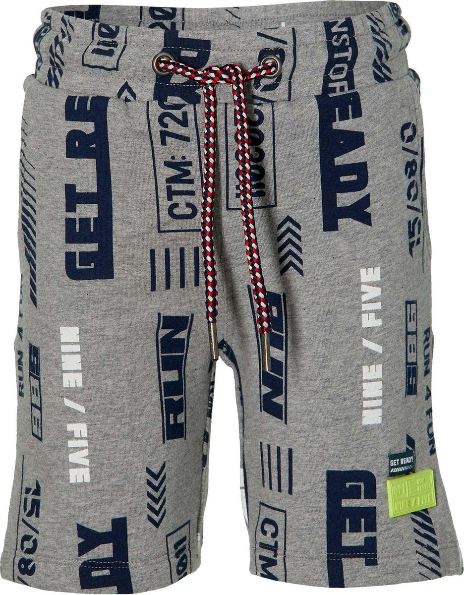 Quapi jongens korte joggingbroek Florian Grey Melee Tekst - maat 98/104