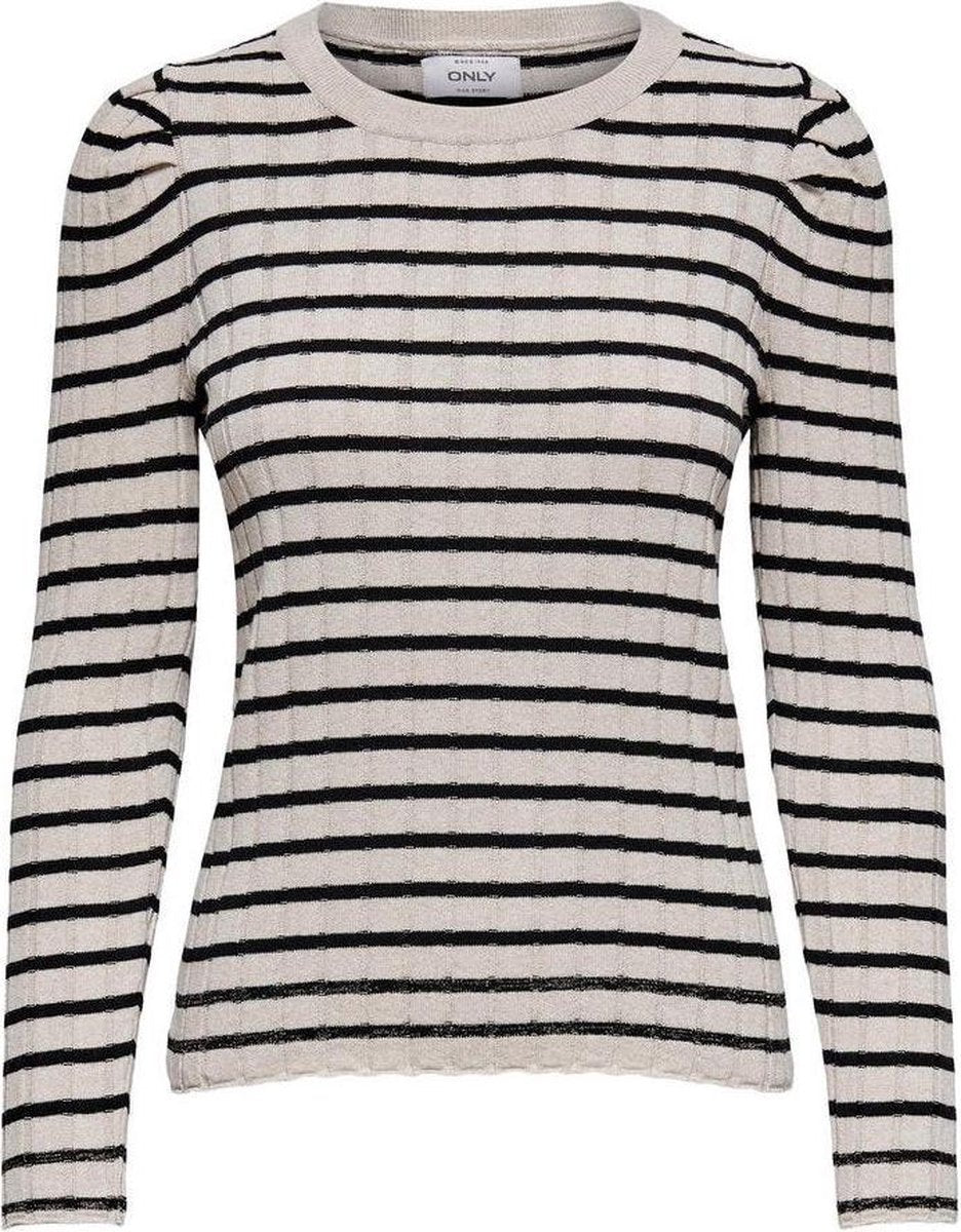 Onlelise Life L/s Pullover Ex Knt 15237511 Pumice Stone/w. Black