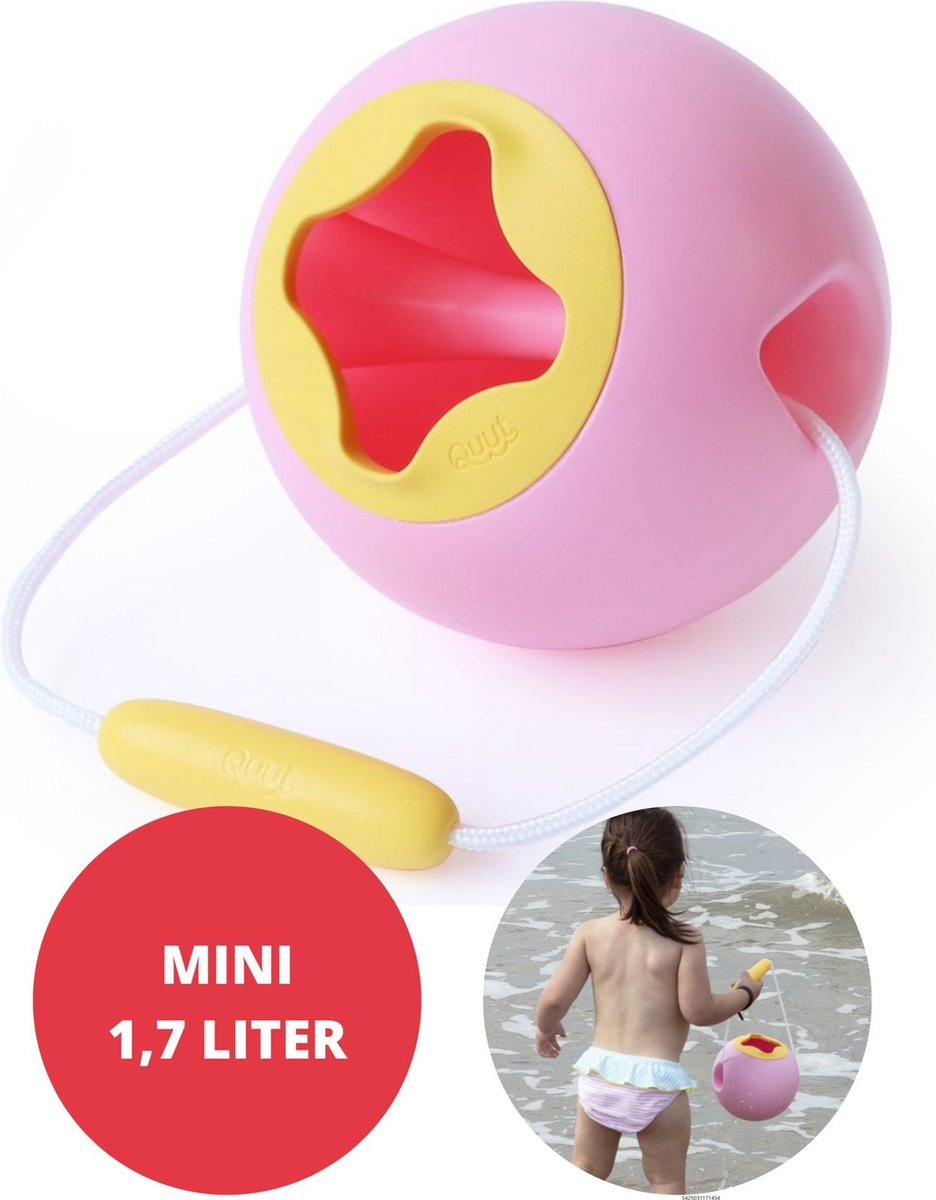 Quut Mini Ballo Banana Pink Strand Emmer - Bad Strand Speelgoed Meisje - Cadeau 1 jaar | 2 jaar | 3 jaar | 4 jaar | 5 jaar - Geel Roze - 1
