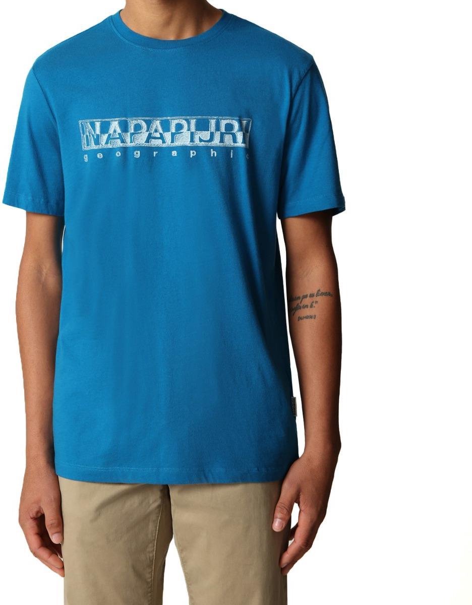 Napapijri sallar O-hals logo shirt blauw - M