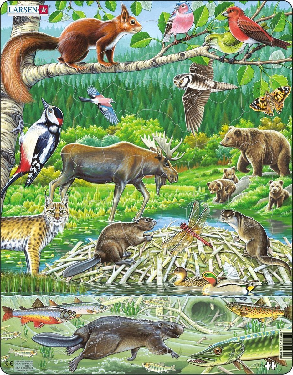 Puzzel Maxi Dieren - Scandinavische Bossen - 45 stukjes