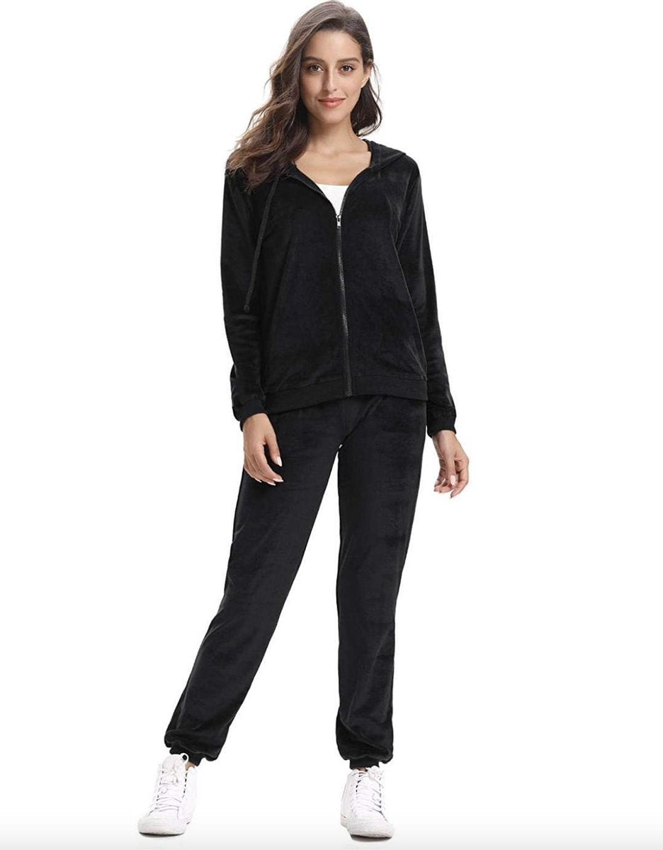 Premium Dames Trainingspak / Tracksuit / Joggingspak | Sport Kleding | Zwart-Effen - M