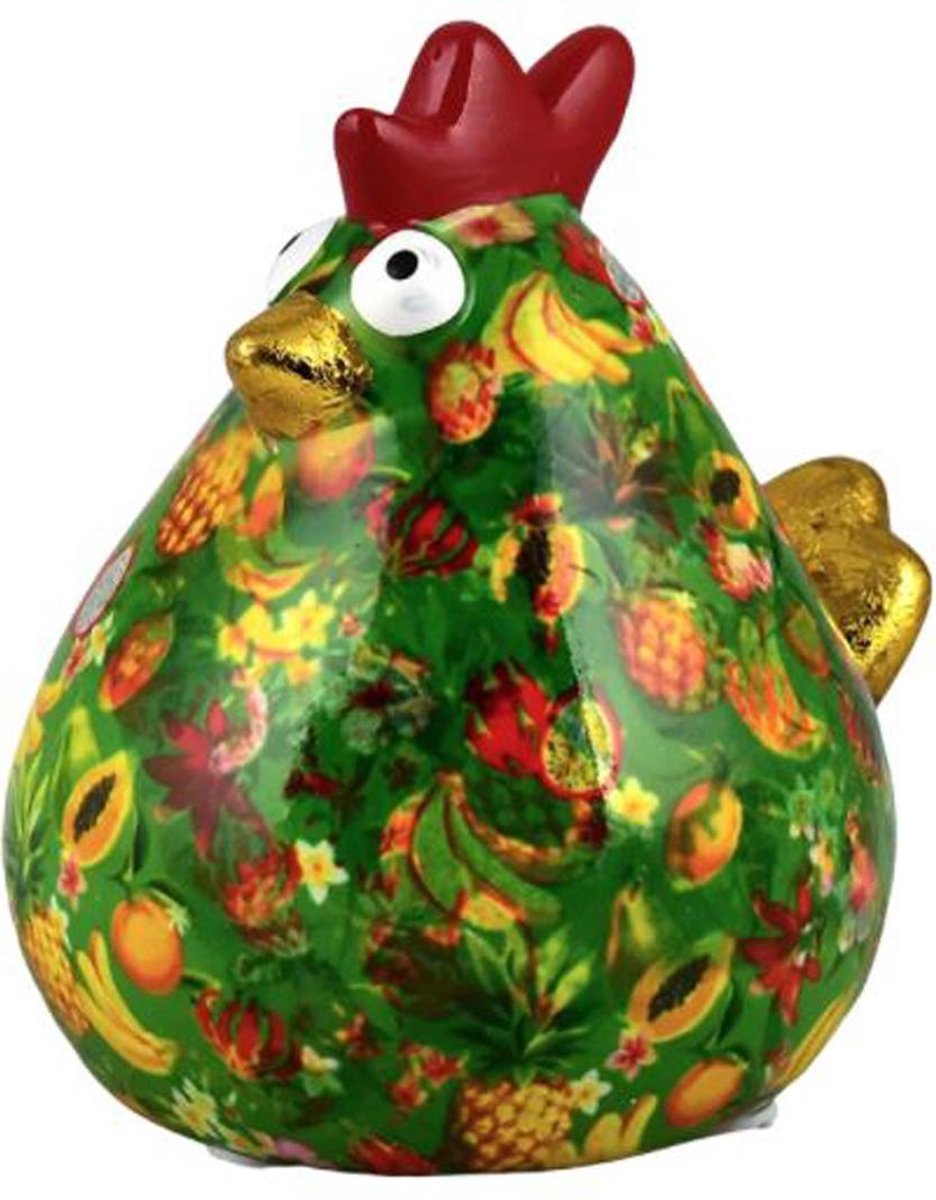 Pomme Pidou spaarpot kip 'Big Matilda' L groen met tropisch fruit