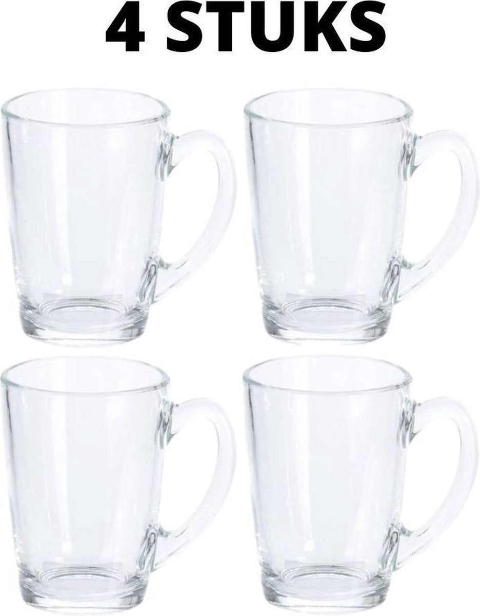 Orange85 Theeglazen met Oor - Koffiemok - Glas - Hittebestendig - Koffiemok - Koffieglas - Latte Macchiato Glazen -