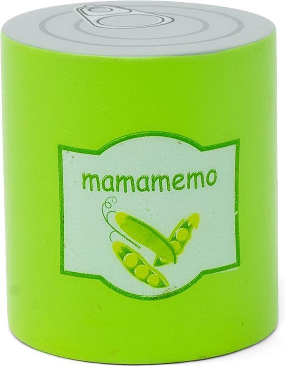 Mamamemo Ingeblikte Bonen 6 Cm Hout Groen/zilver
