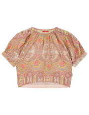 Bloei zijde katoenen blouse met paisley print