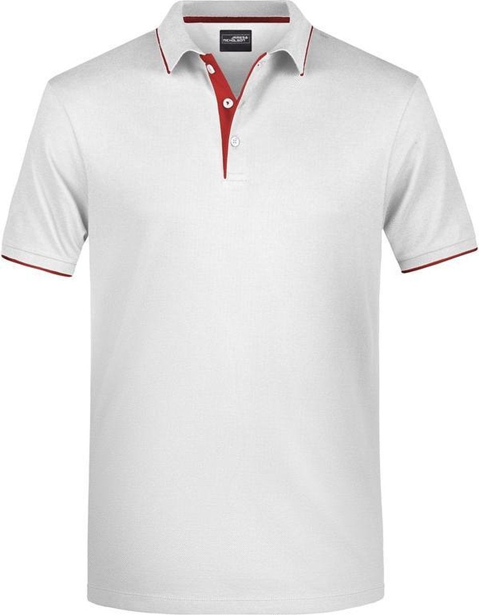 Polo shirt Golf Pro premium wit/rood voor heren - Witte herenkleding - Werkkleding/zakelijke kleding polo t-shirt 2XL