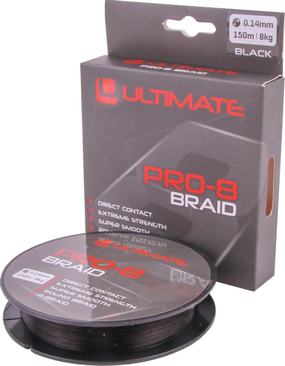 Ultimate Pro-8 Braid 0.20mm 12kg 150m Black | Gevlochten lijn