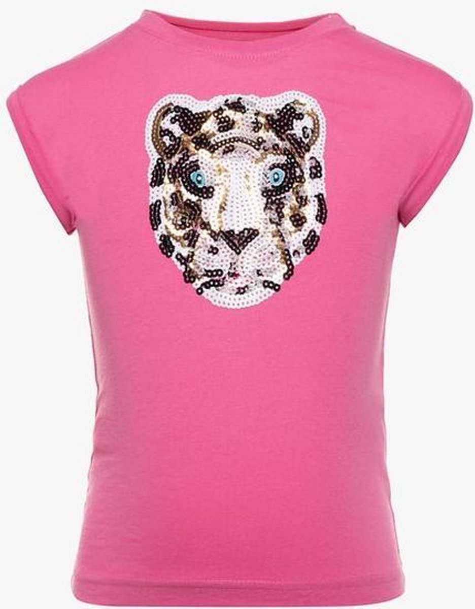 TwoDay meisjes T-shirt met tijgerkop - Roze - Maat 98