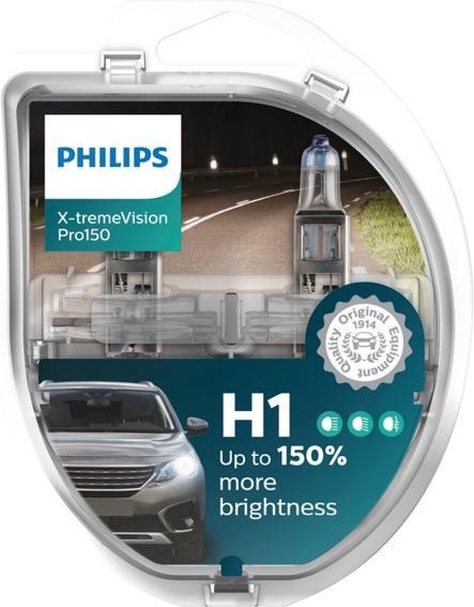 Philips Reservelamp Auto H1 X-treme Vision Pro150 55w Transparant