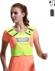 Wolfco LED Hardloopvest – Running Vest – LED – Fluohesje – Veiligheidshesje - Reflectievest – Geel – USB – Oplaadbaar – Hardloopaccessoires – Verlichting – Maat S/M/L
