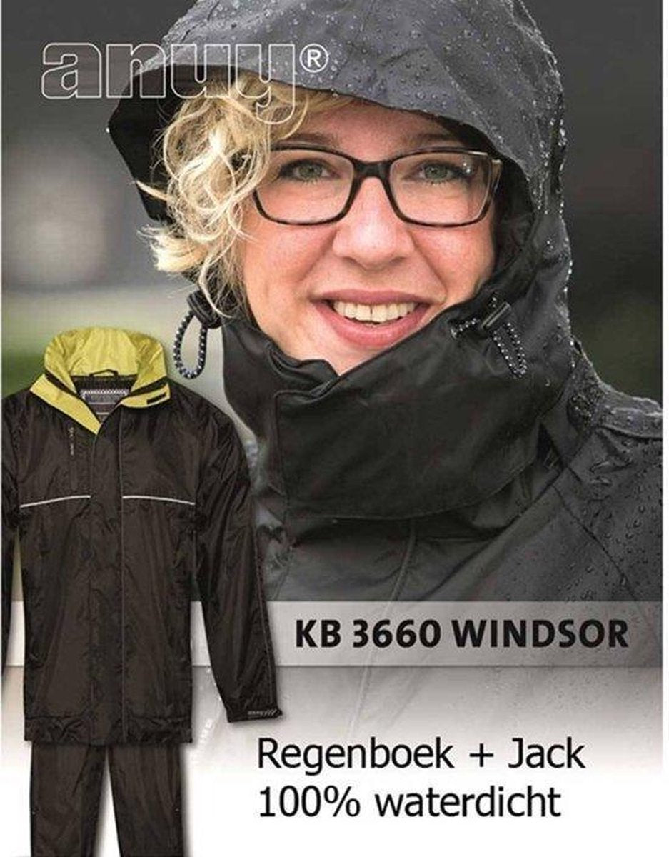 Anuy Windsor Zwart Regenpak Uniseks