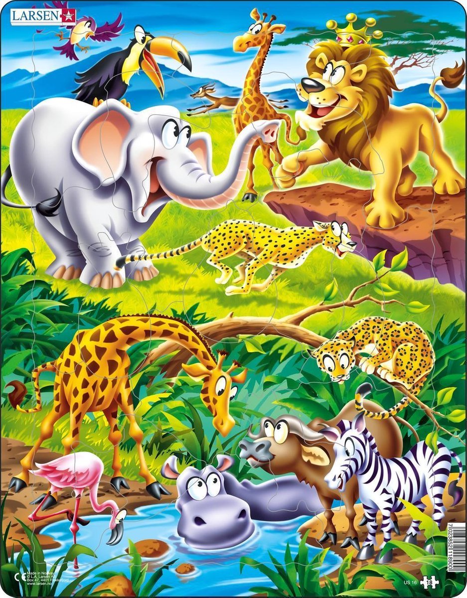Puzzel Maxi Dieren - Op safari - 18 stukjes