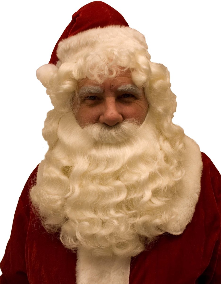 Luxe Baardstel Kerstman - Verstelbare pruik met baard en vaste snor - Kerst