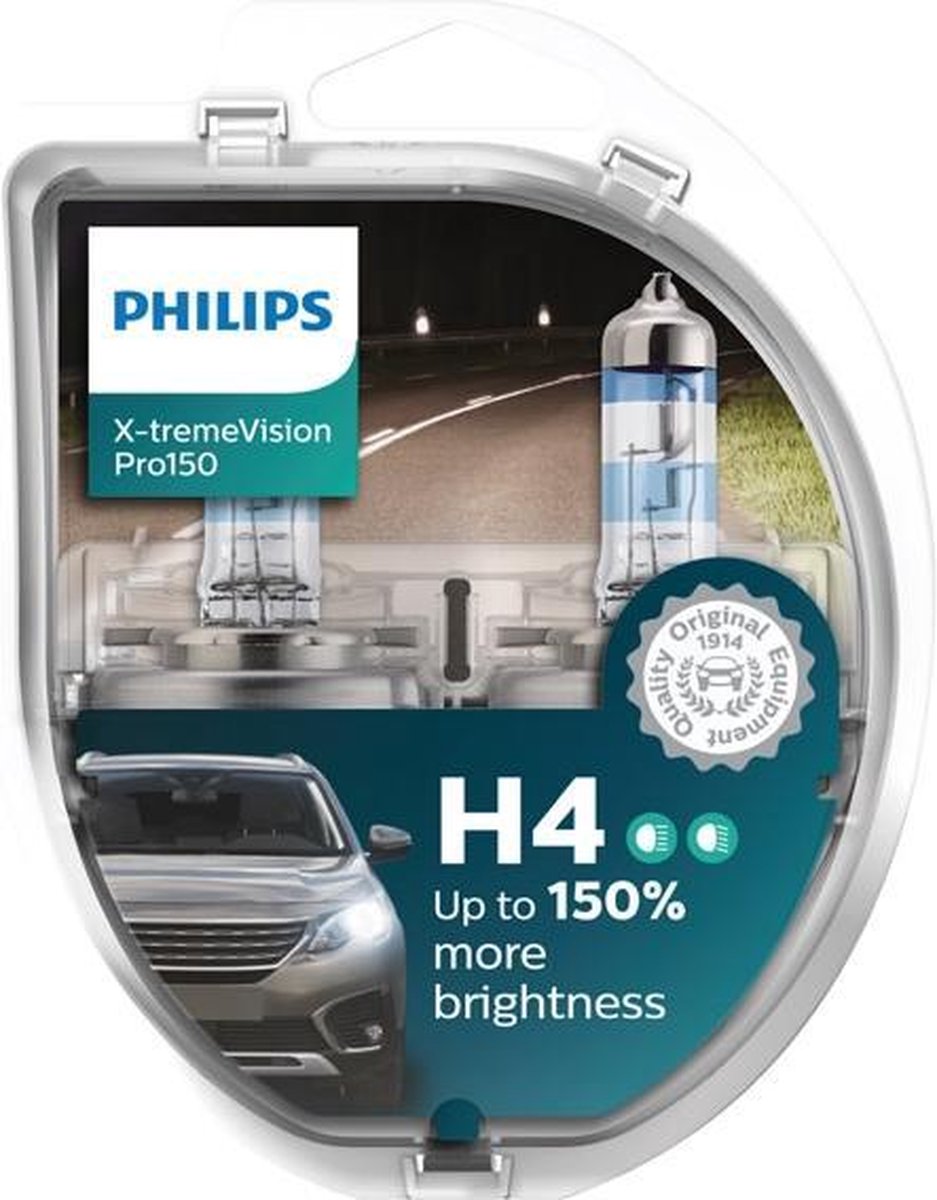 Philips Reservelamp Auto H4 X-tremevision Pro150 55/60w Glas
