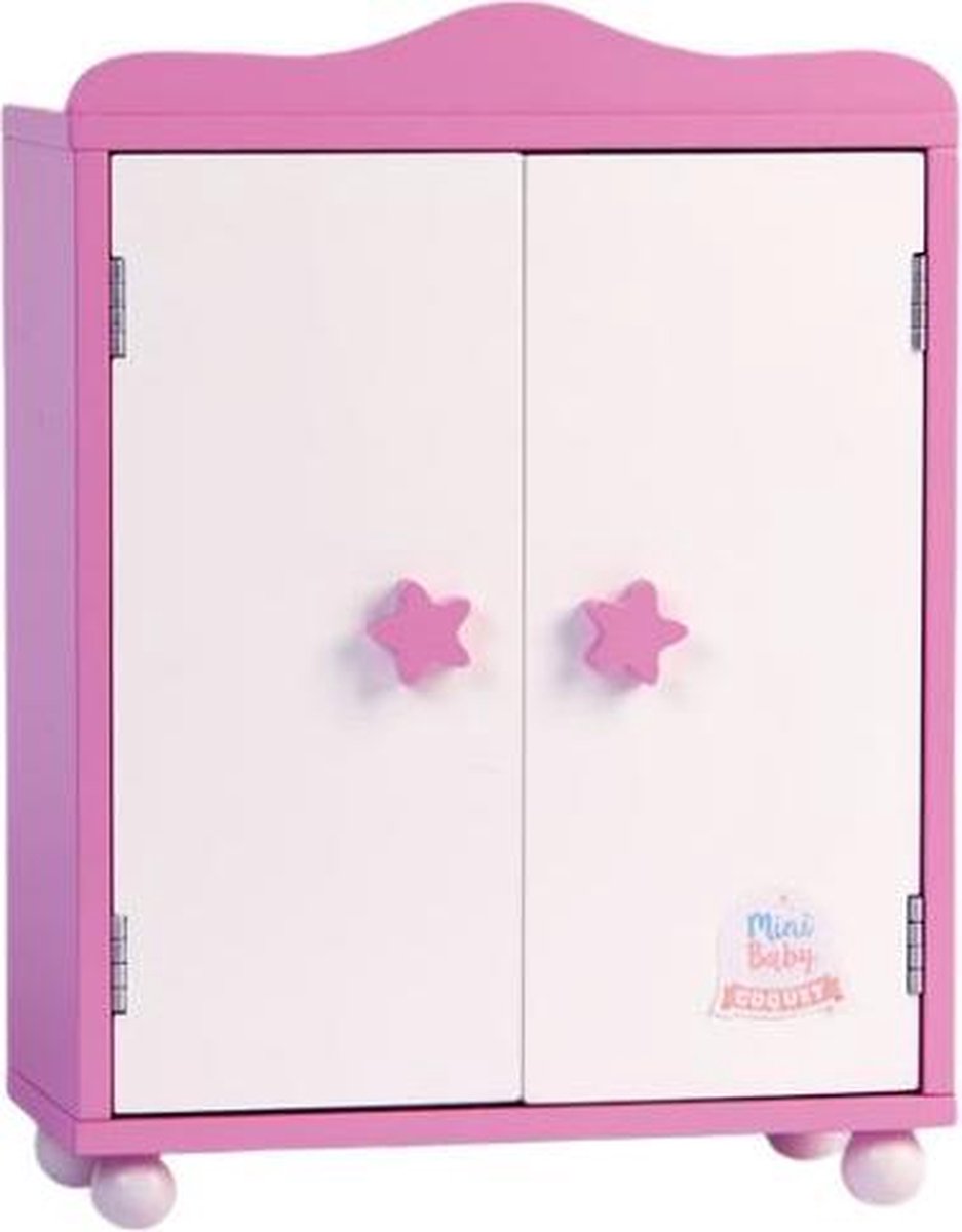 Falca Kledingkast Voor Babypop 32 X 24 Cm Hout Roze