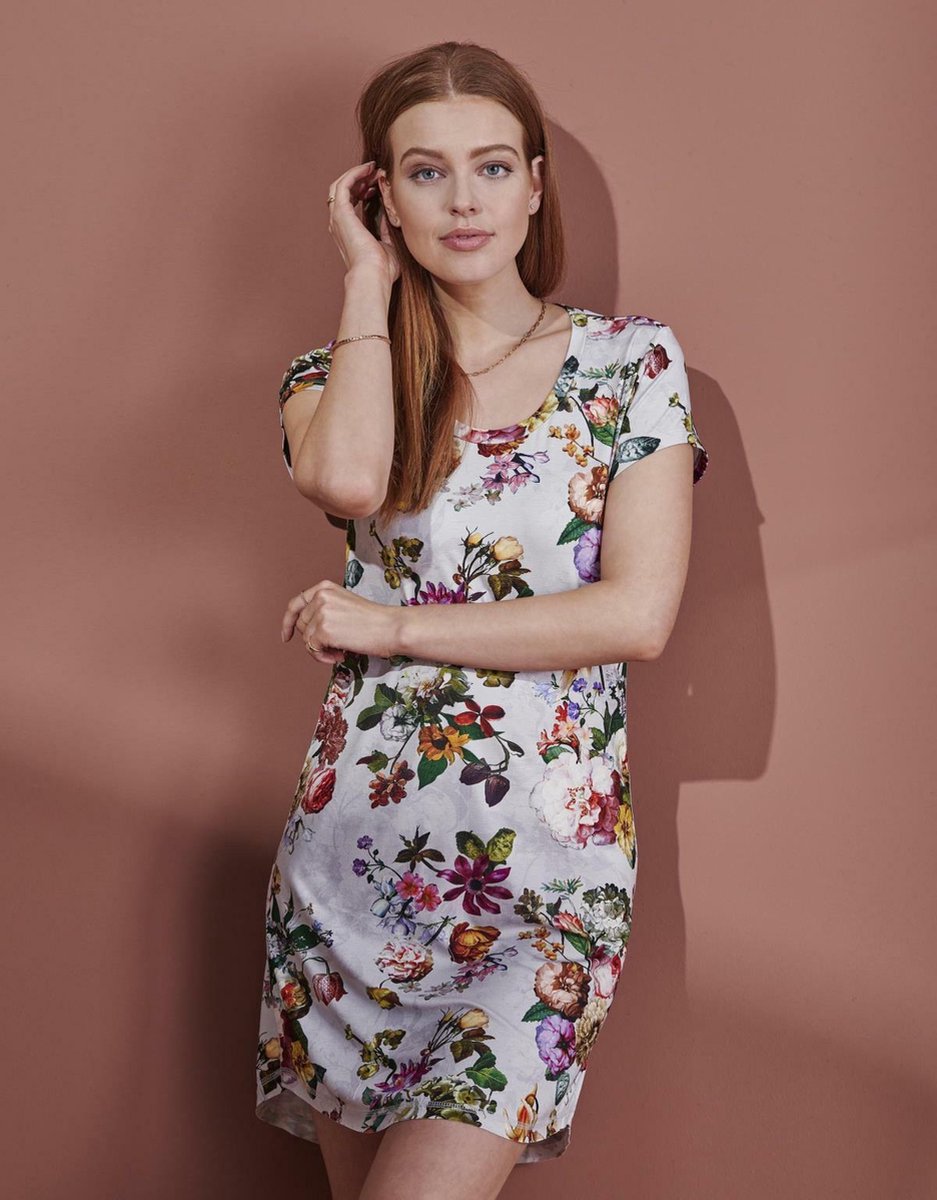 ESSENZA Isa Fleur Nachthemd Korte Mouw Grijs - XL