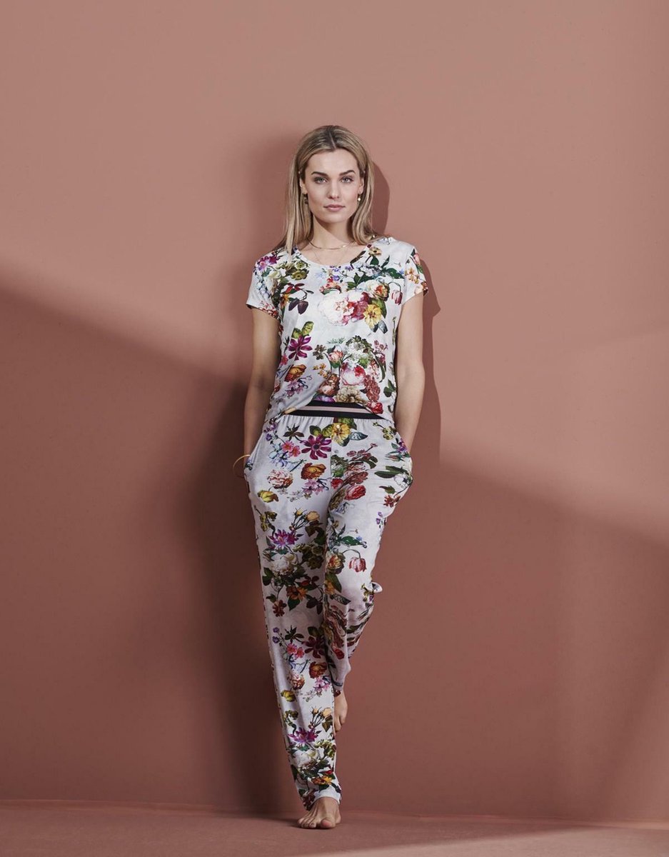 ESSENZA Saona Fleur Top Korte Mouw Grijs - XL