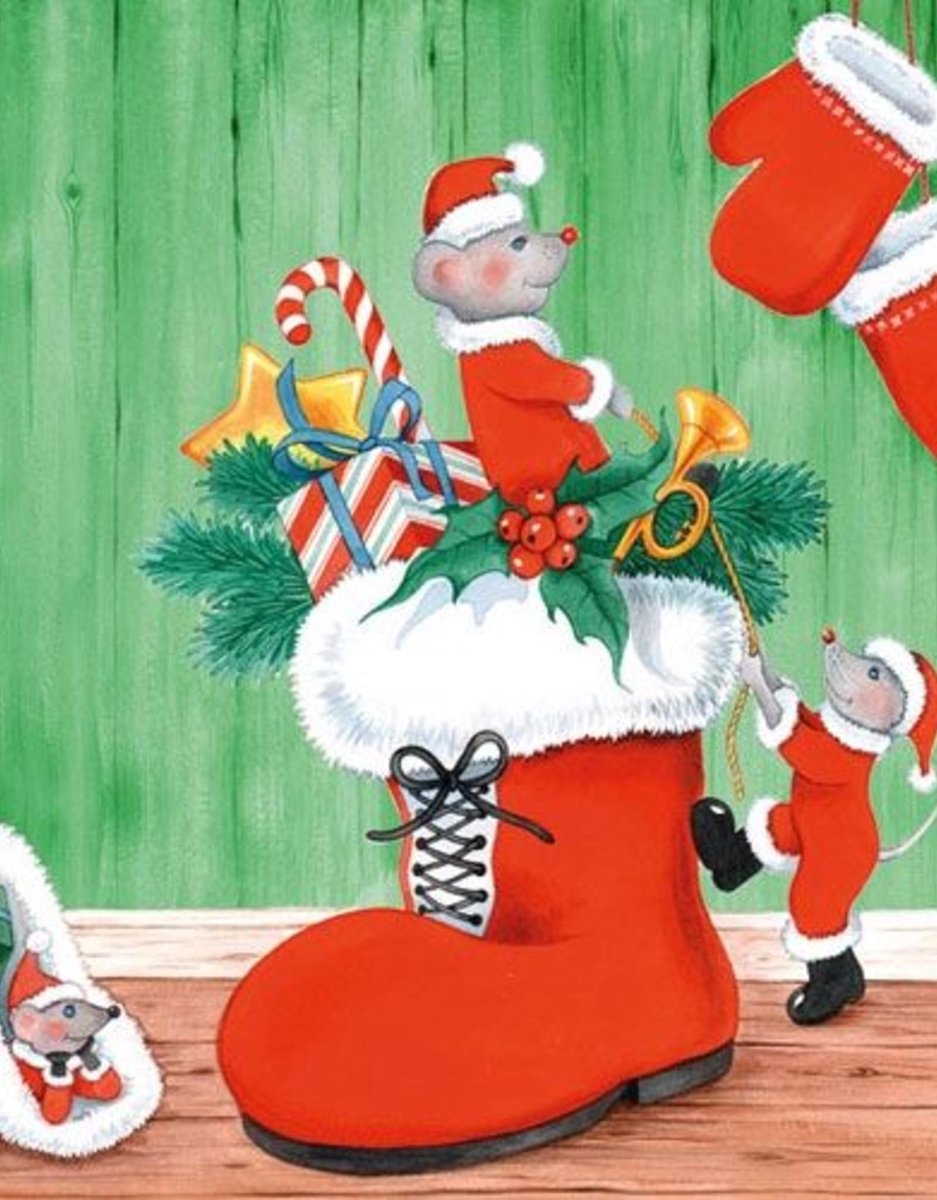 Servetten x-mas mice green