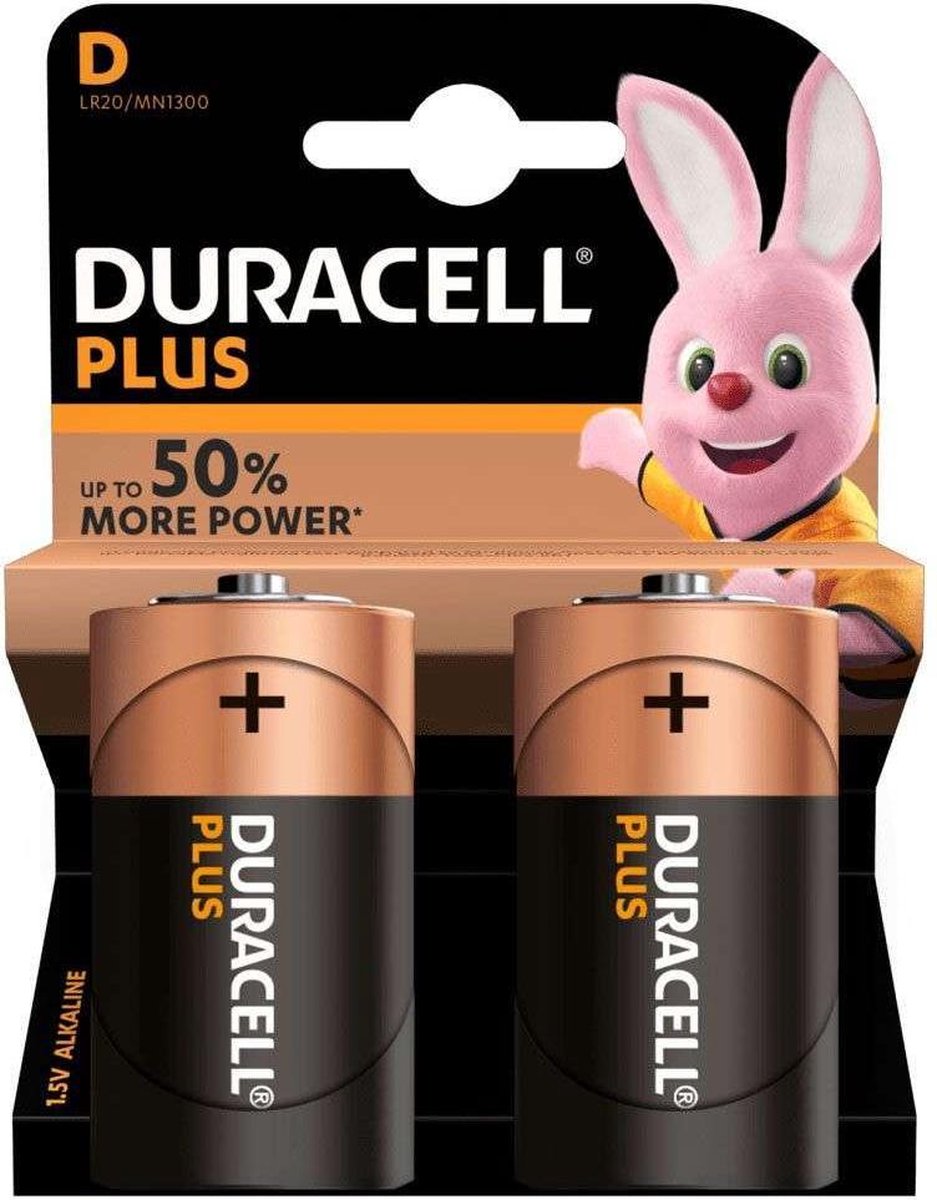 Duracell - Plus alkaline D-batterijen - 2 Stuks