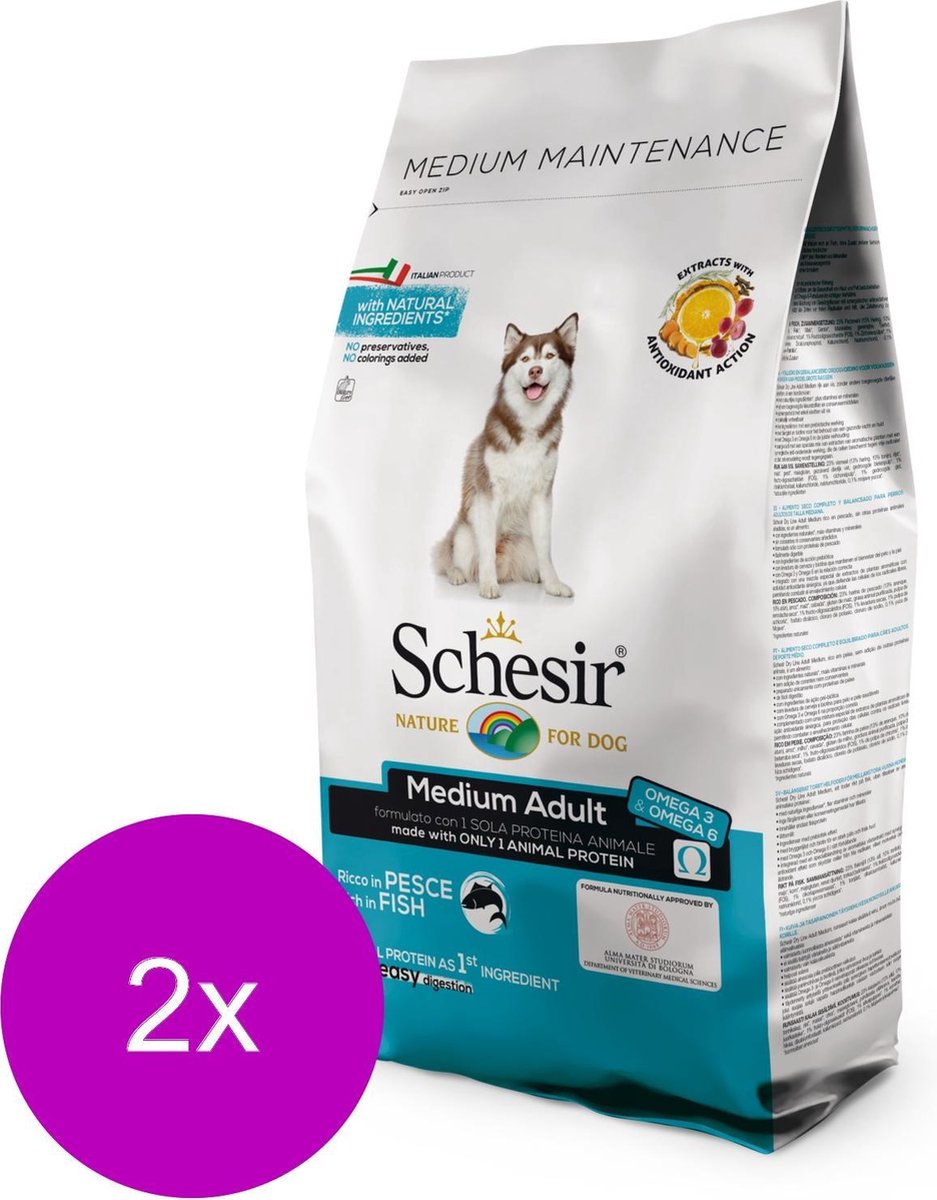 Schesir Medium Adult Fish - Hond - Droogvoer - 2 x 3 kg