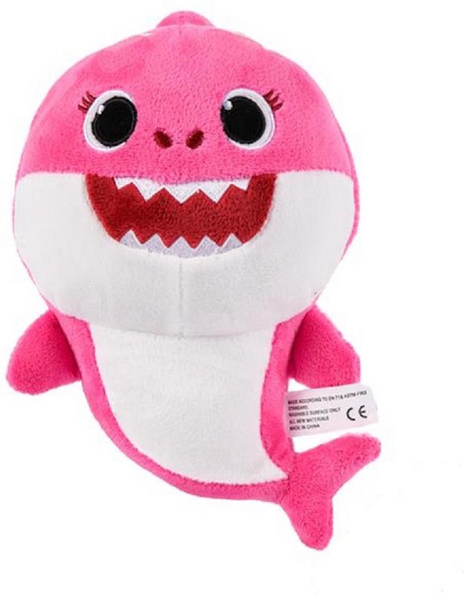 Baby Shark Ecopluche Mommy Shark Knuffel 15 cm Roze