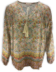 Blouse - viscose - met v-hals