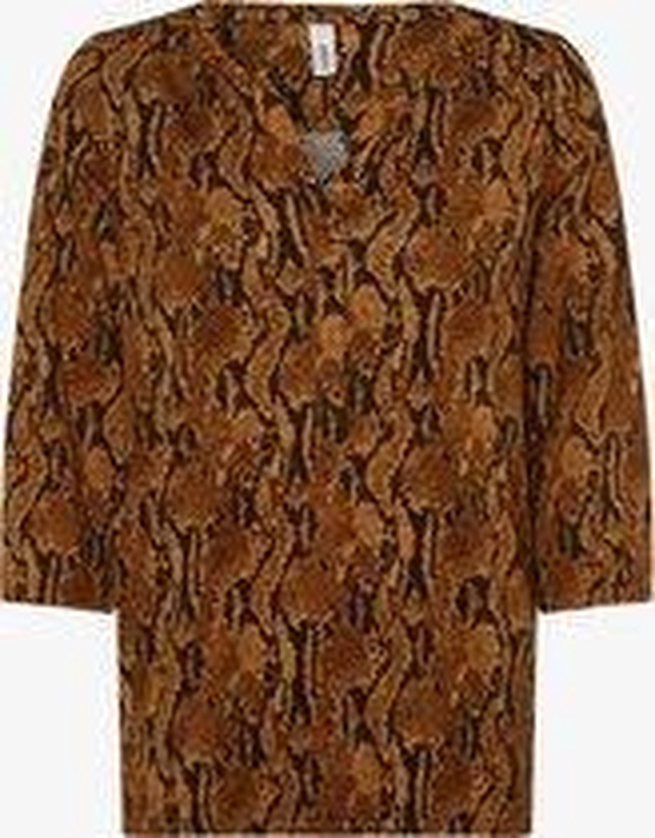 Soyaconcept Felicity AOP bruin multi met 3/4e mouw maat M - 38
